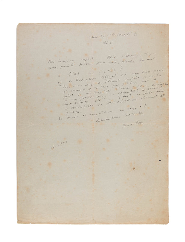 Autograph Letter Signed to Maurice Martin Du Gard.