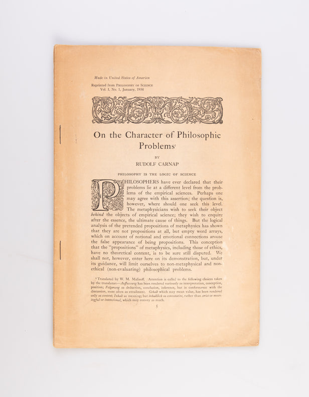 On the Character of Philosophic Problems.