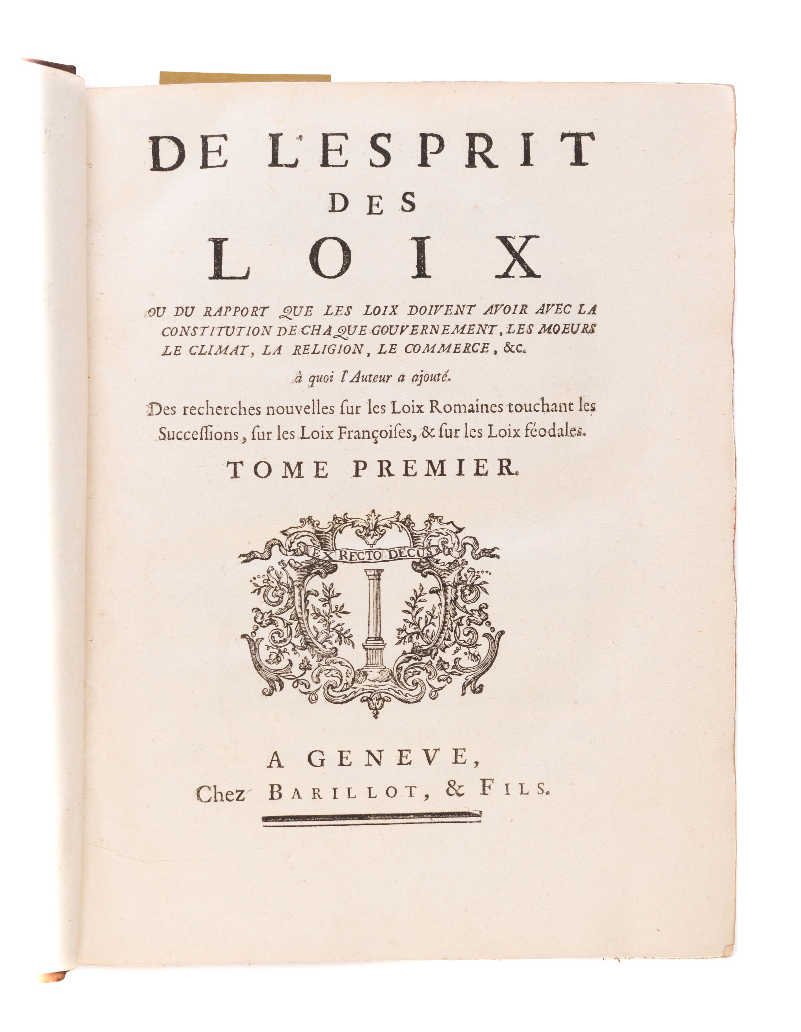 De l'Esprit des Loix