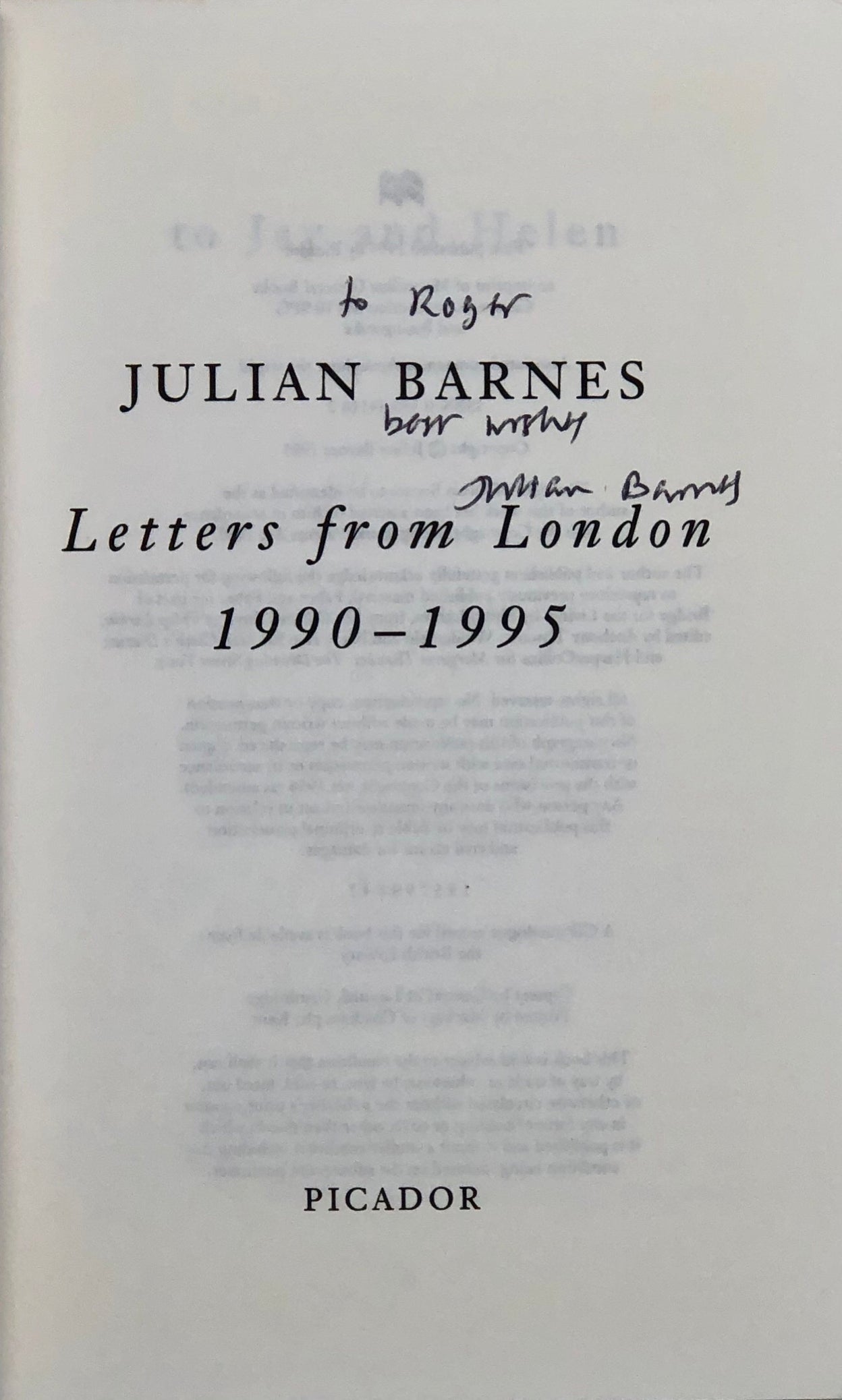 Letters from London 1990 - 1995.