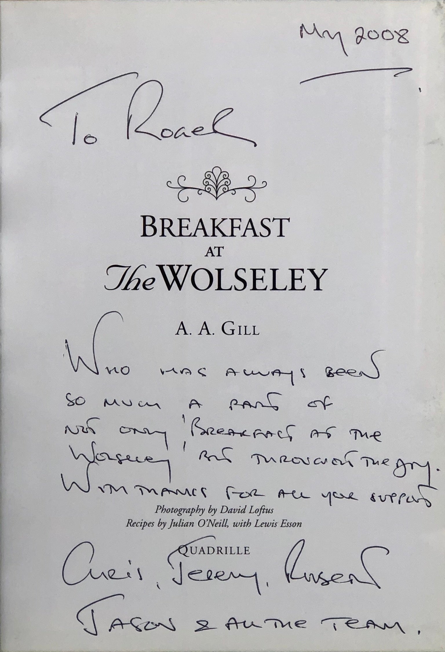 Breakfast at the Wolseley.