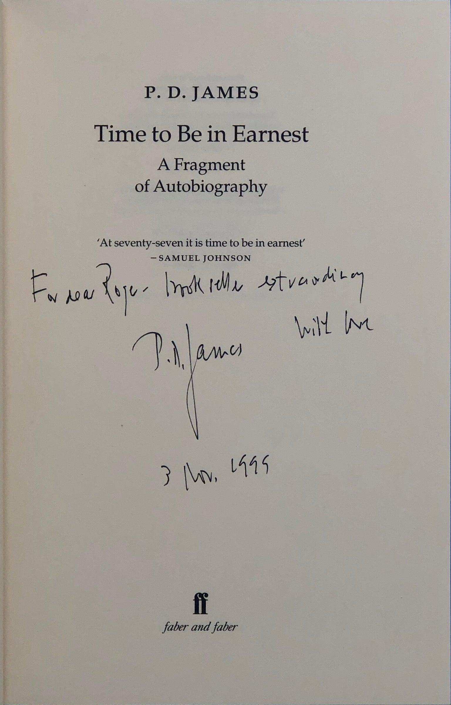 Time to be in Earnest. A Fragment of Autobiography.