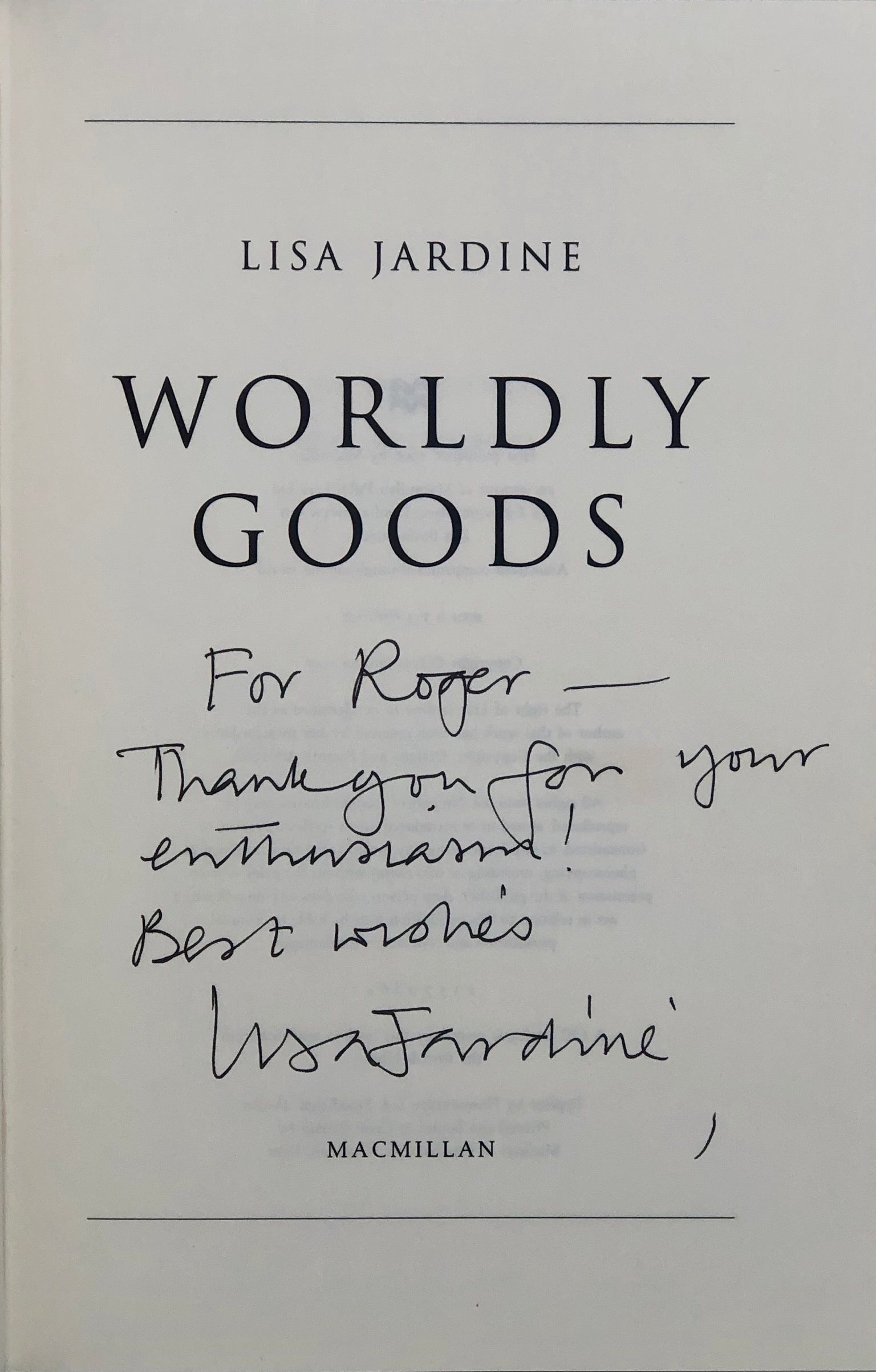 Worldly Goods.