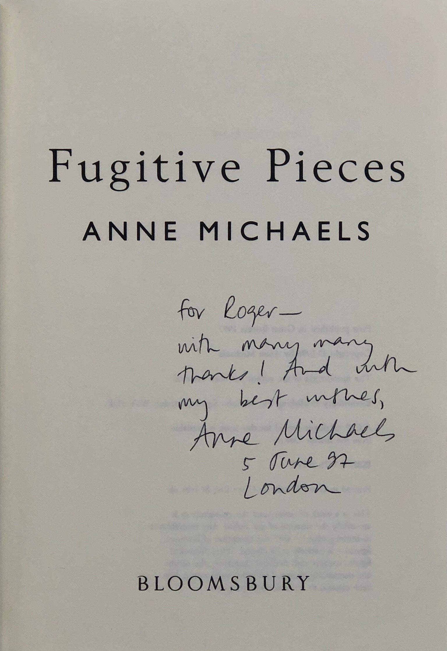 Fugitive Pieces.