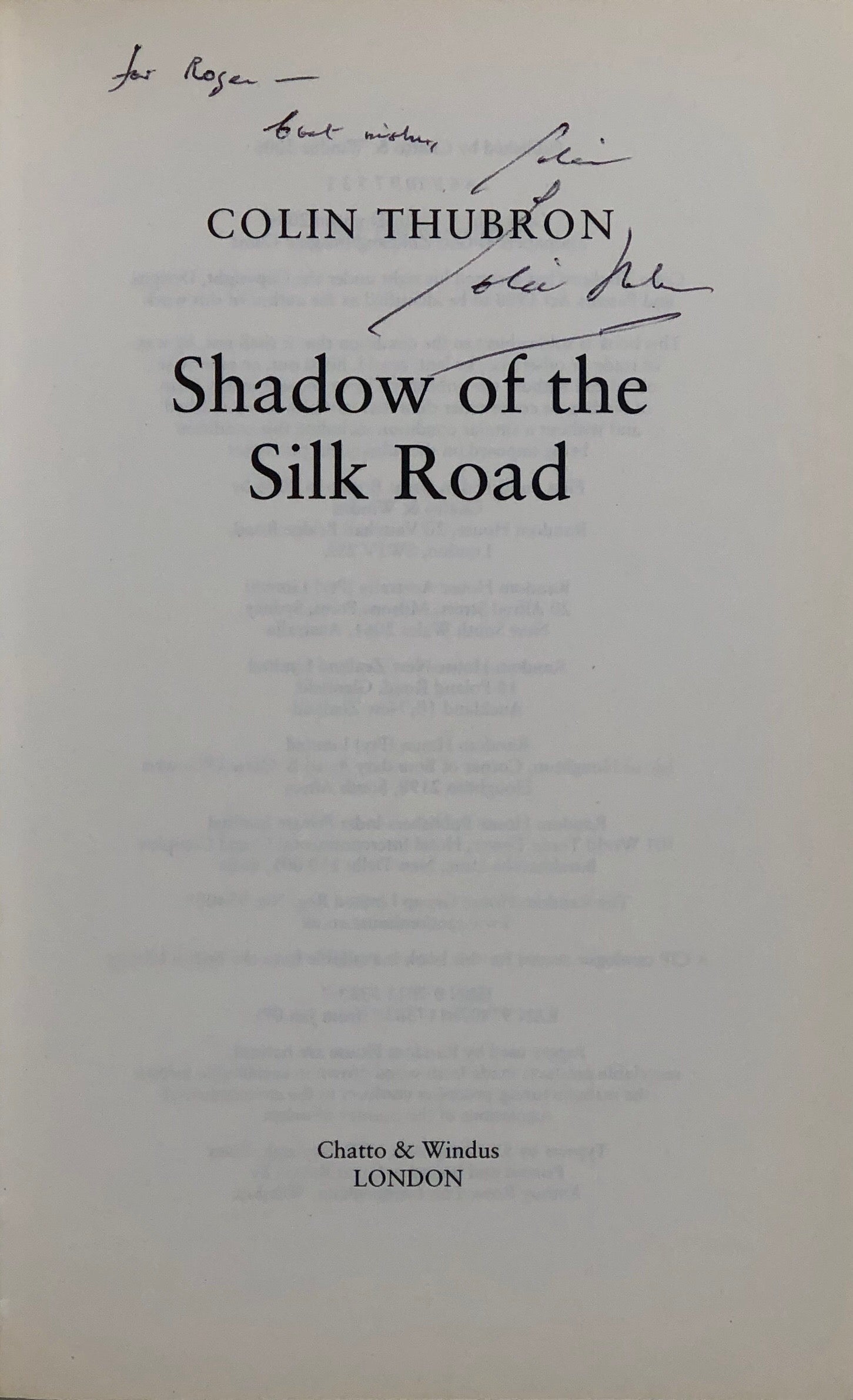 Shadow of the Silk Road.