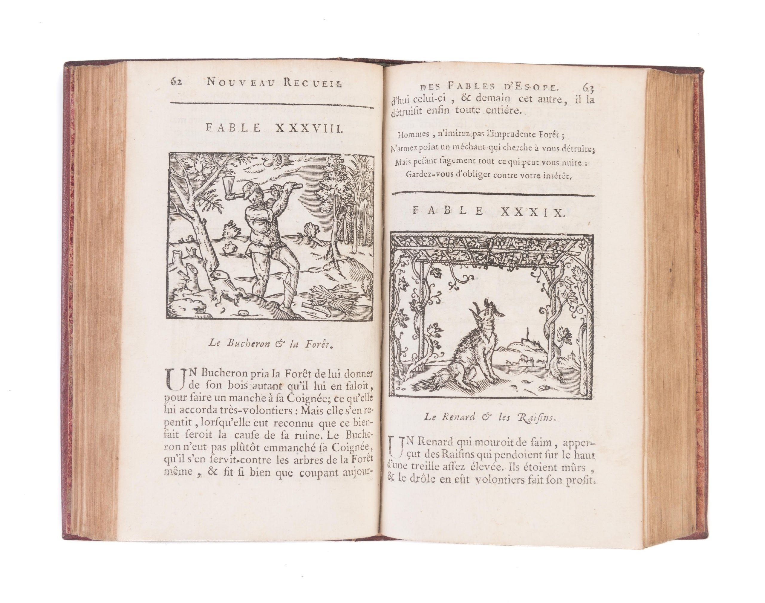 Nouveau recueil des fables, mises en françois, avec le sens moral, en quatre vers, & es figures à chaque fable.
Rouen, Richard Lallemant, 1756.