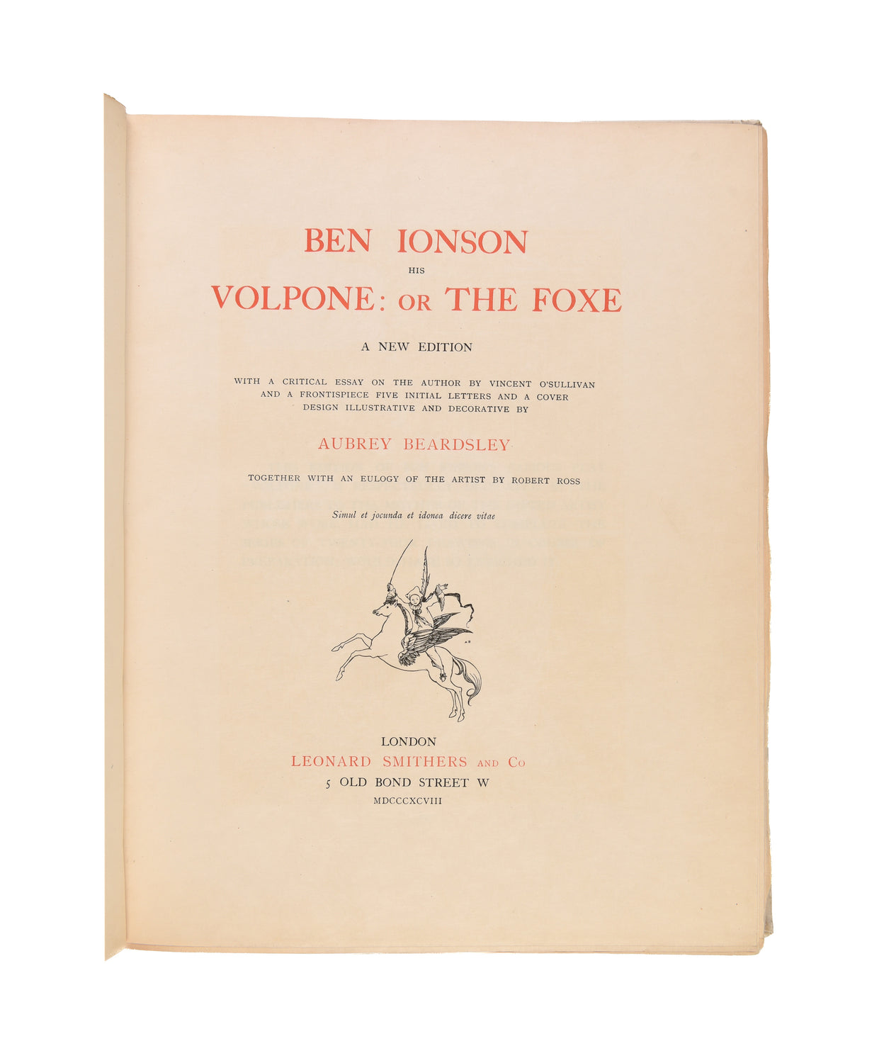 Ben Jonson His Volpone: Or The Foxe.