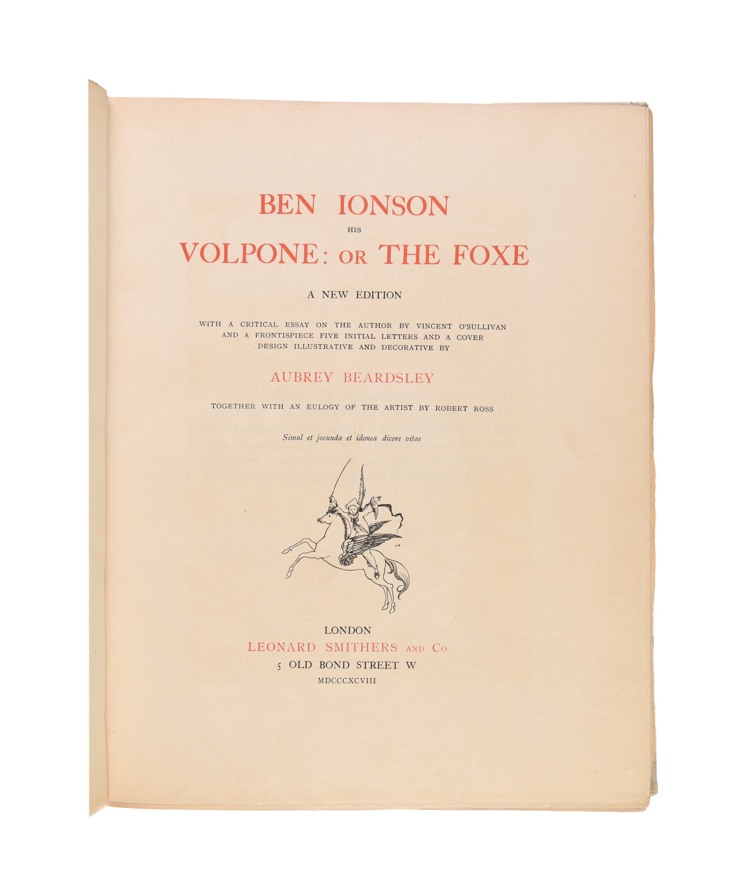 Ben Jonson His Volpone: Or The Foxe.