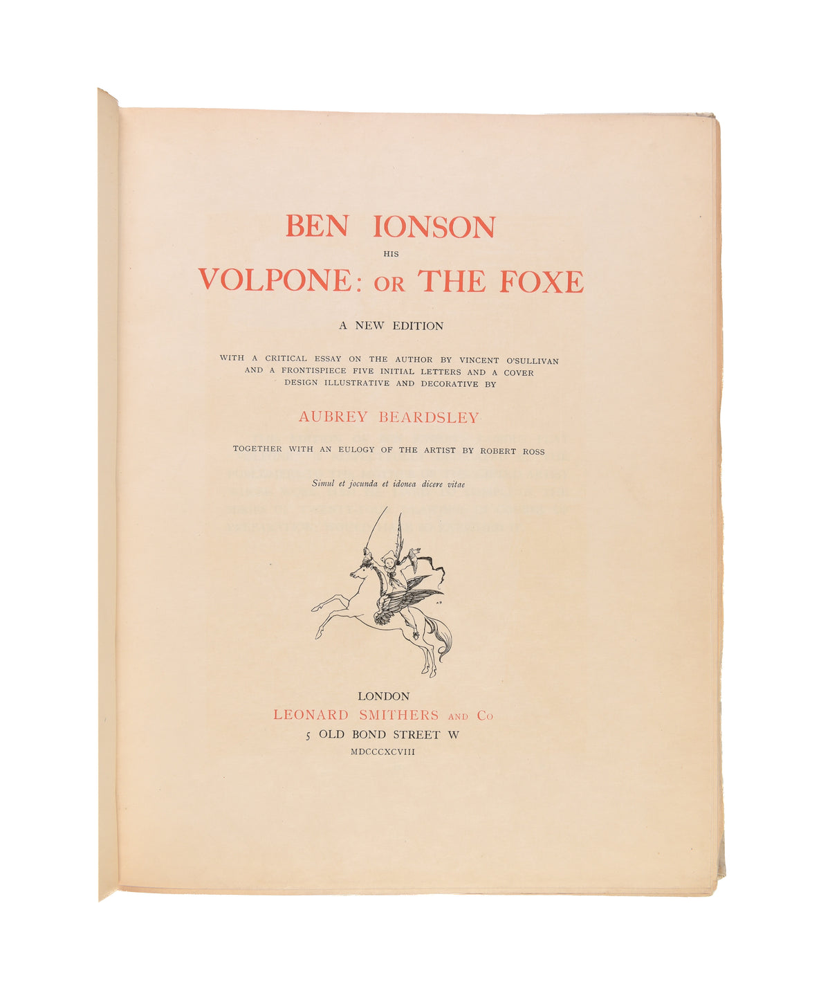 Ben Jonson His Volpone: Or The Foxe.