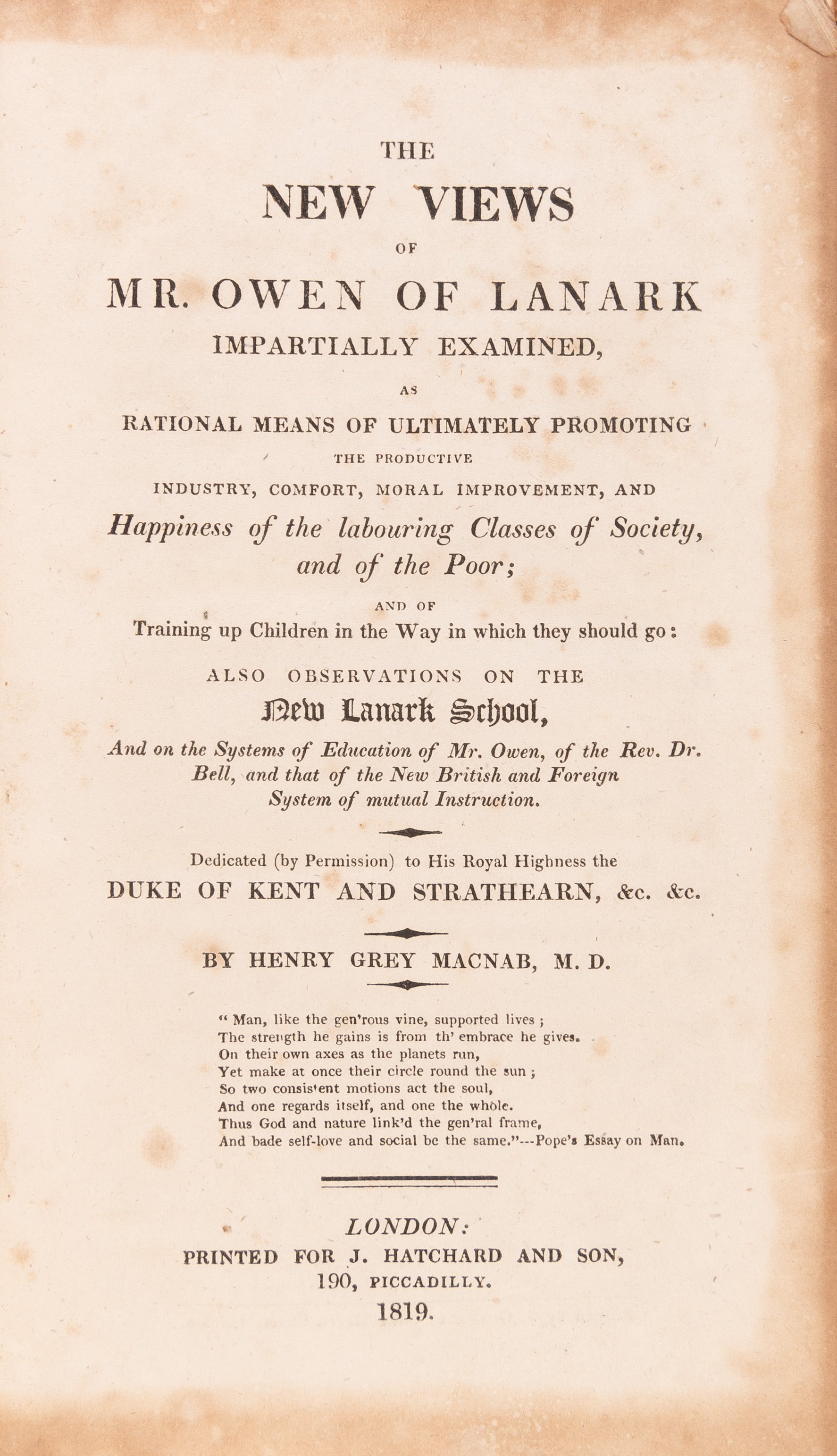 The New Views of Mr. Owen of Lanark Impartially Examined,