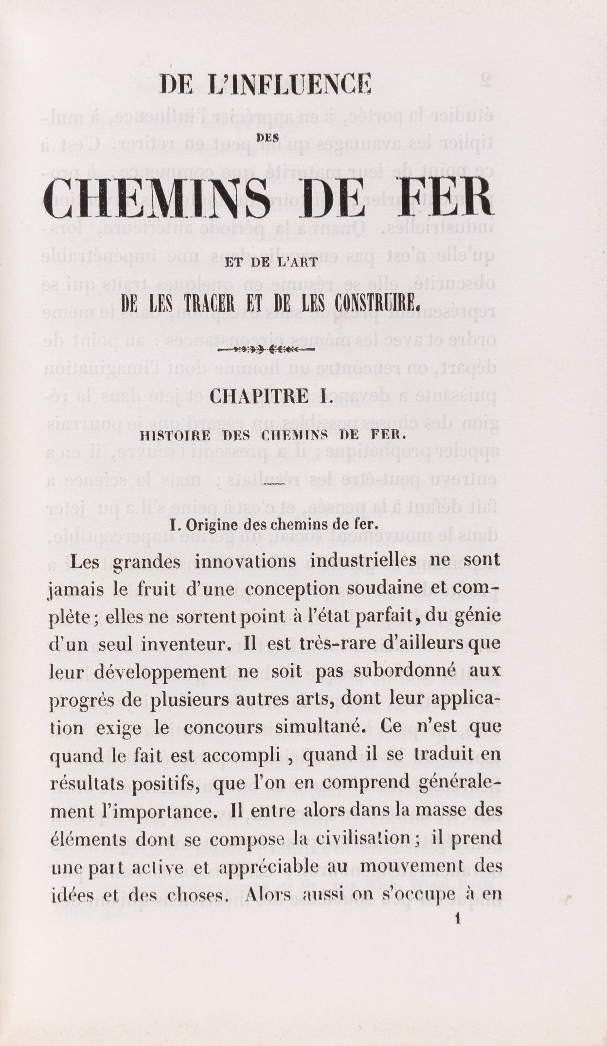 De L'influence  des Chemins de Fer et de l'art de les tracer et de les construire.