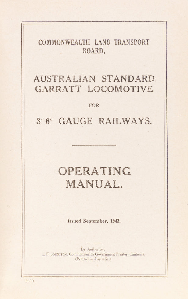 Commonwealth Land Transport Board.  Australian Standard Garratt Locomotive for 3' 6