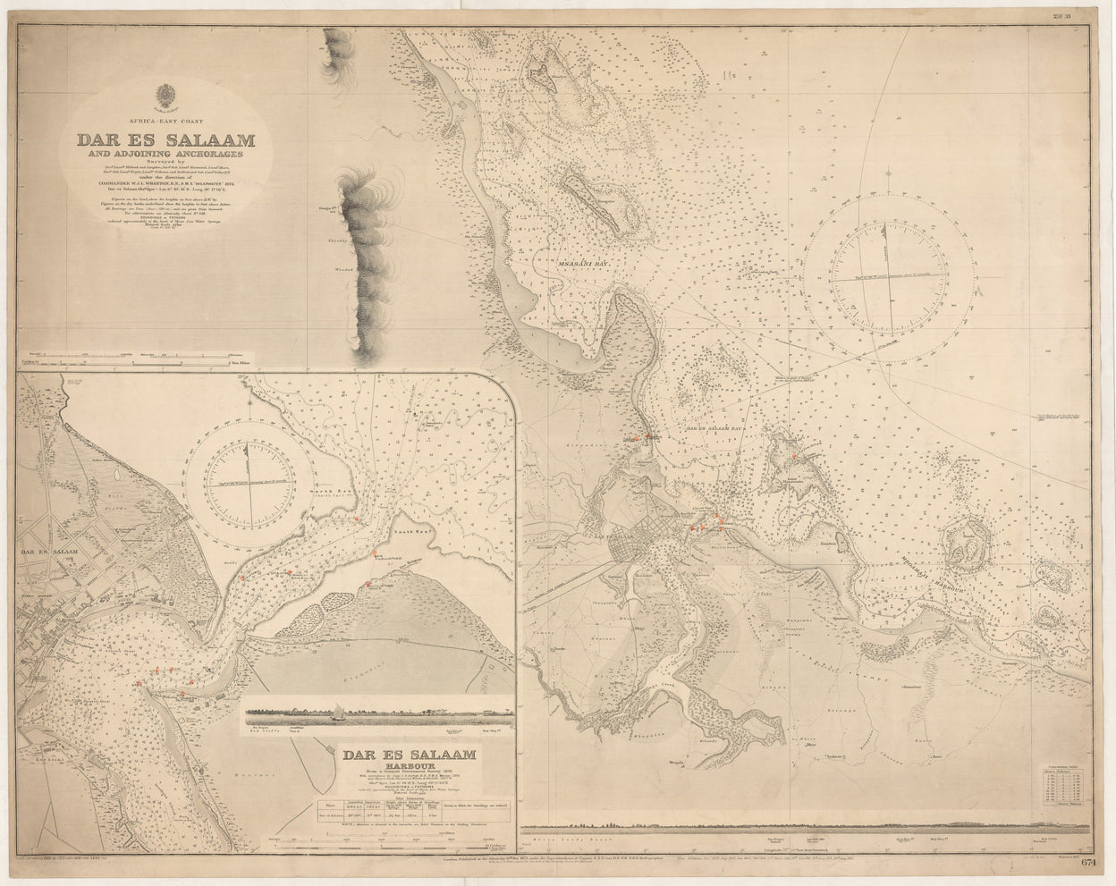 Africa - East Coast. Dar es Salaam and adjoining Anchorages. Surveyed ... 1874.