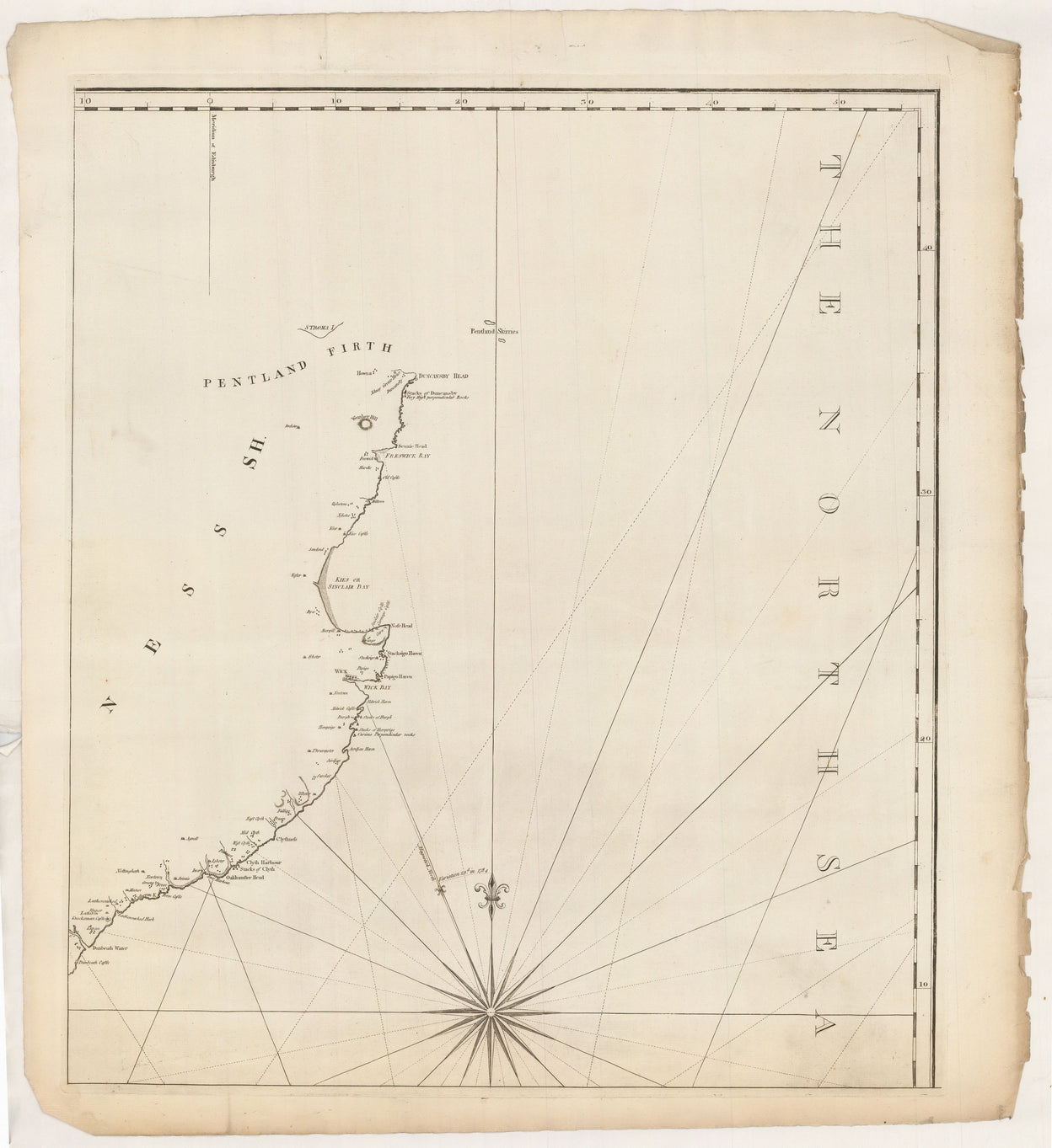 A Chart of part of the North of Scotland from Banff To Duncansby Head containing the Coasts of Banff, Elgin, Nairn, Inverness, Ross, Cromarty, Sutherland, and part of Caithness. Drawn and engraved from an actual survey ... MDCCLXXXV.