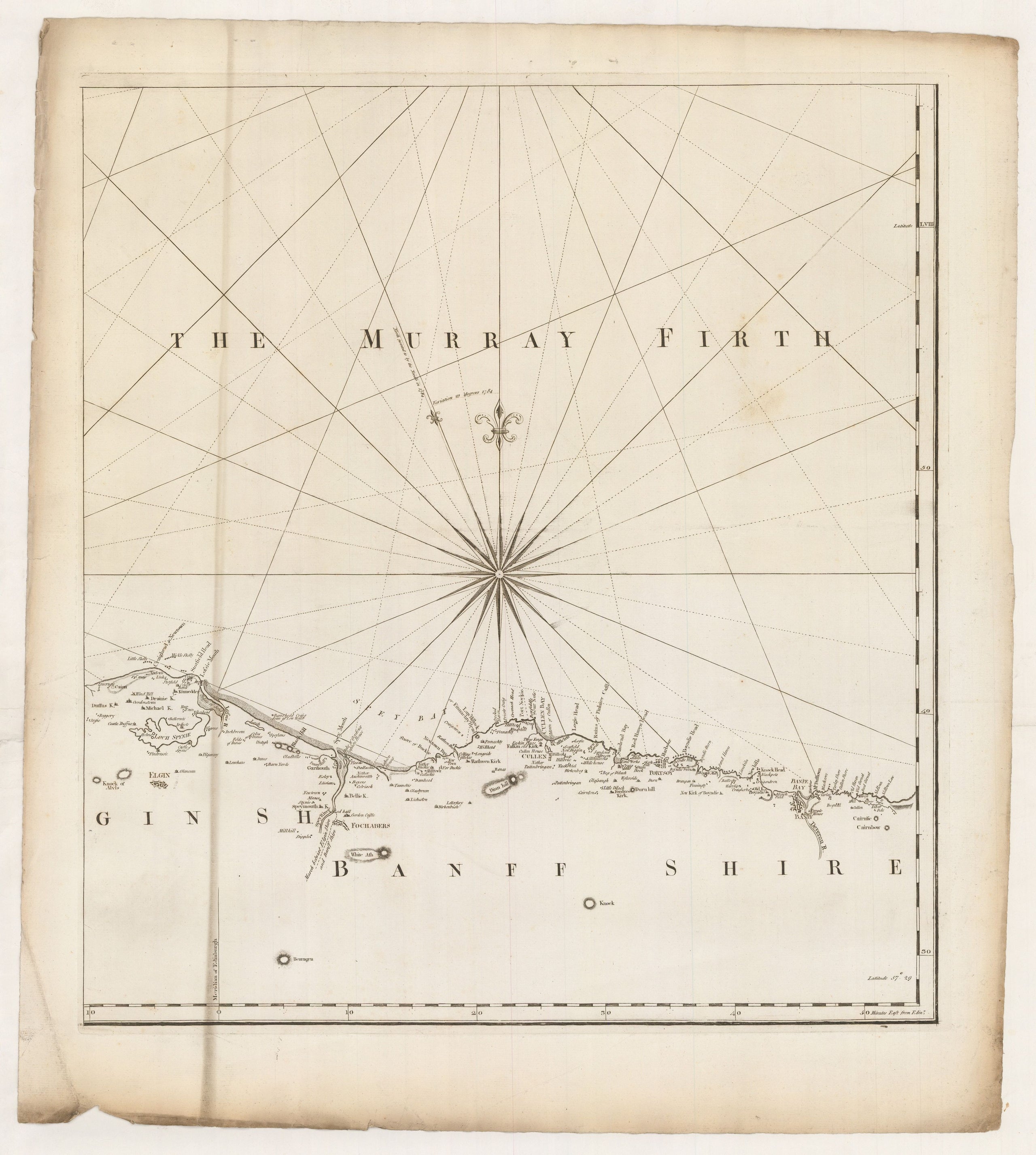 A Chart of part of the North of Scotland from Banff To Duncansby Head containing the Coasts of Banff, Elgin, Nairn, Inverness, Ross, Cromarty, Sutherland, and part of Caithness. Drawn and engraved from an actual survey ... MDCCLXXXV.