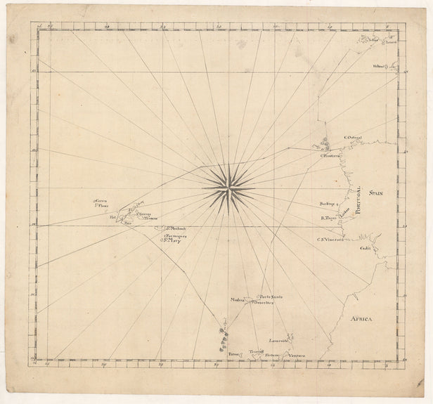 [Untitled Track Map of a British fleet from the Lizard to Cape Finisterre].