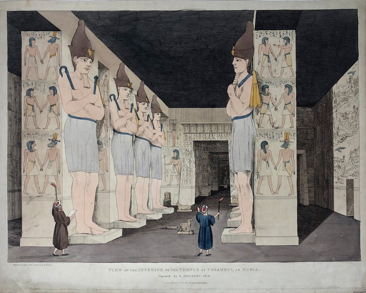 View of the Interior of the Temple at Ybsambul [Abu Simbel] in Nubia Opened by Belzoni in 1818.