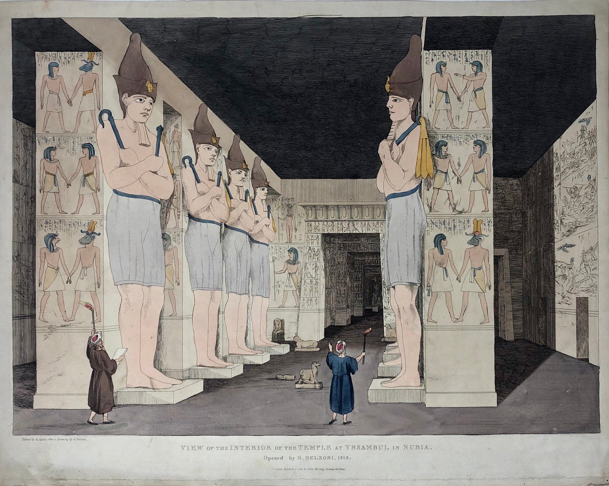 View of the Interior of the Temple at Ybsambul [Abu Simbel] in Nubia Opened by Belzoni in 1818.