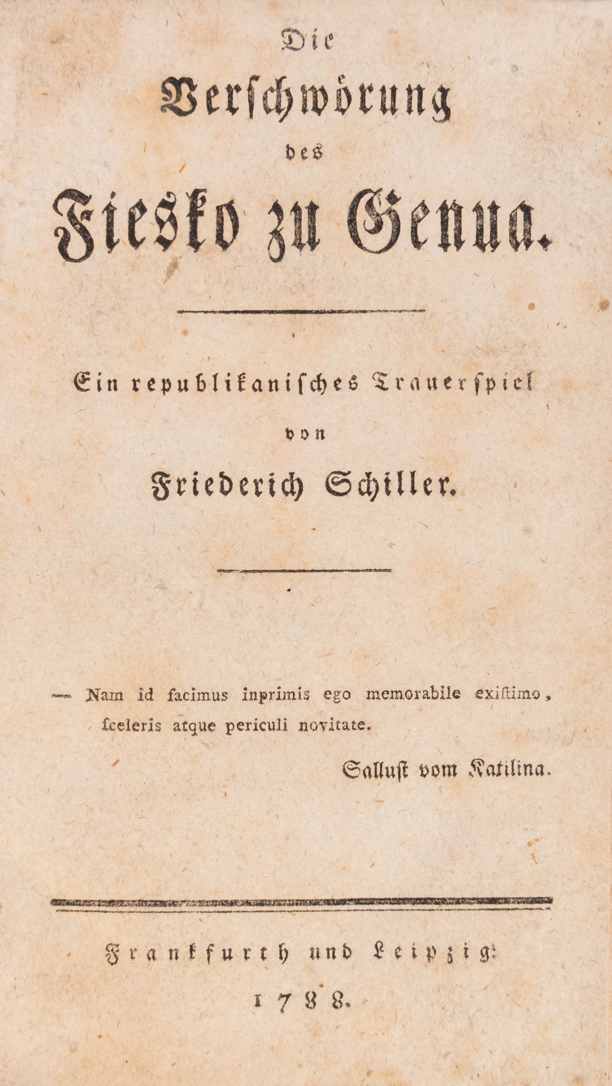 Die Verschwörung des Fiesco zu Genua. Ein republikanisches Trauerspiel.