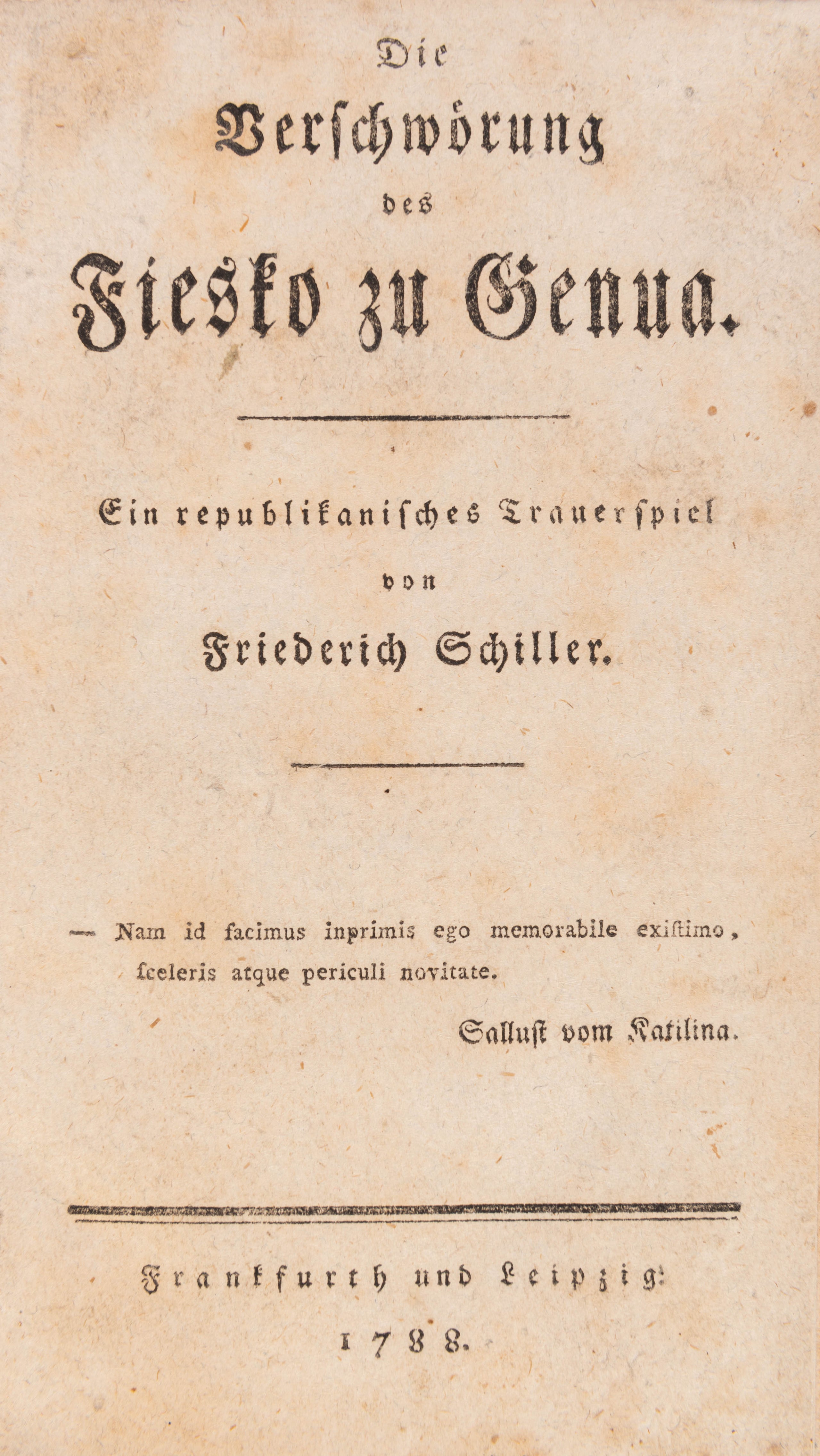 Die Verschwörung des Fiesco zu Genua. Ein republikanisches Trauerspiel.