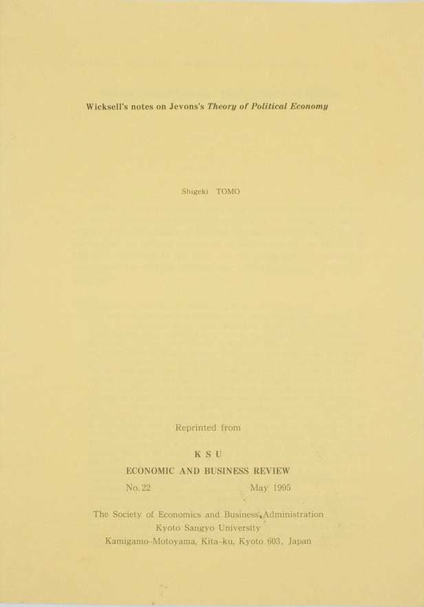 Wicksell’s notes on Jevon’s Theory of Political Economy.