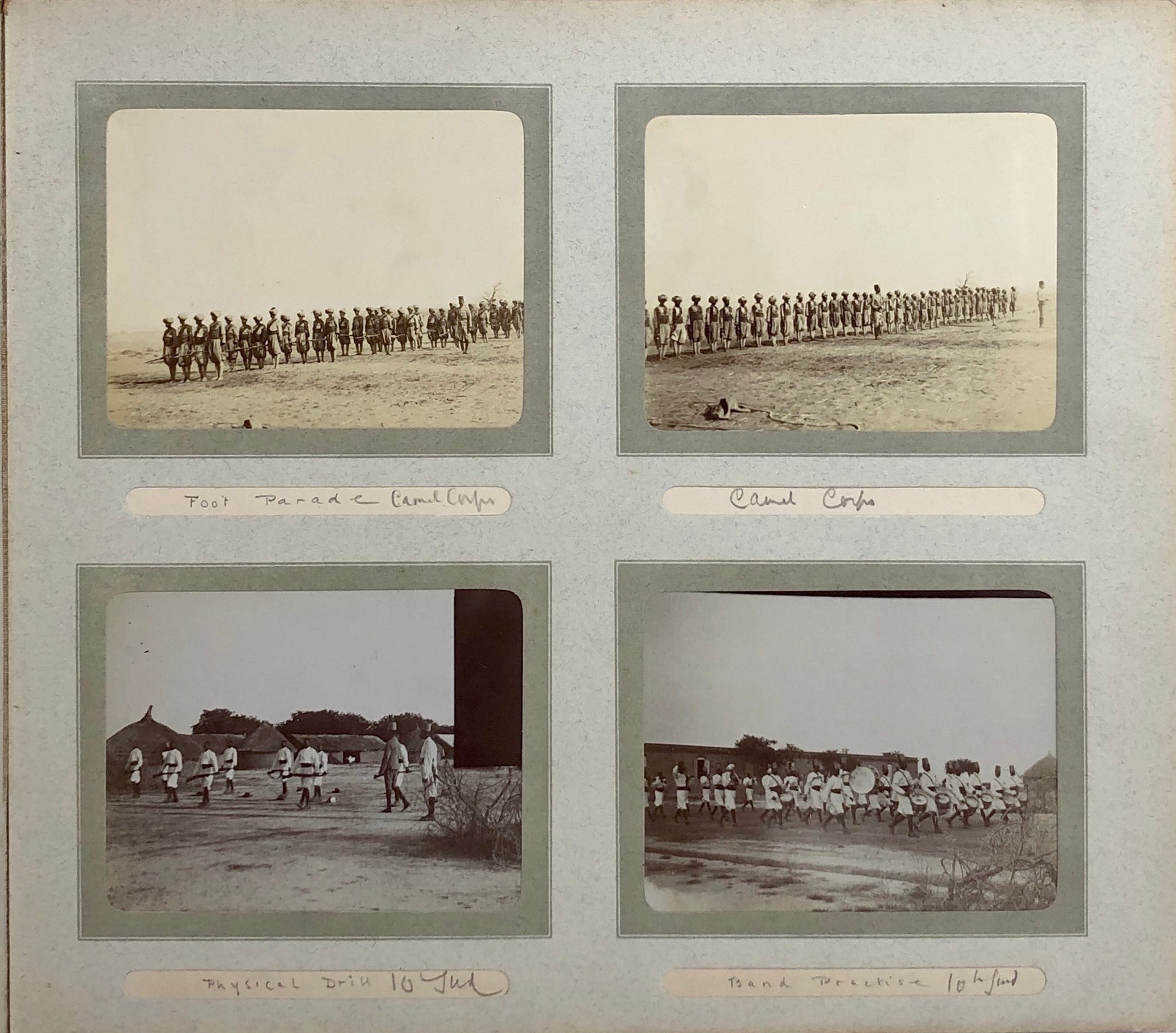 A well captioned snap album depicting troops, camel manoeuvres, inspections connected with the 15th Sudanese regiment.