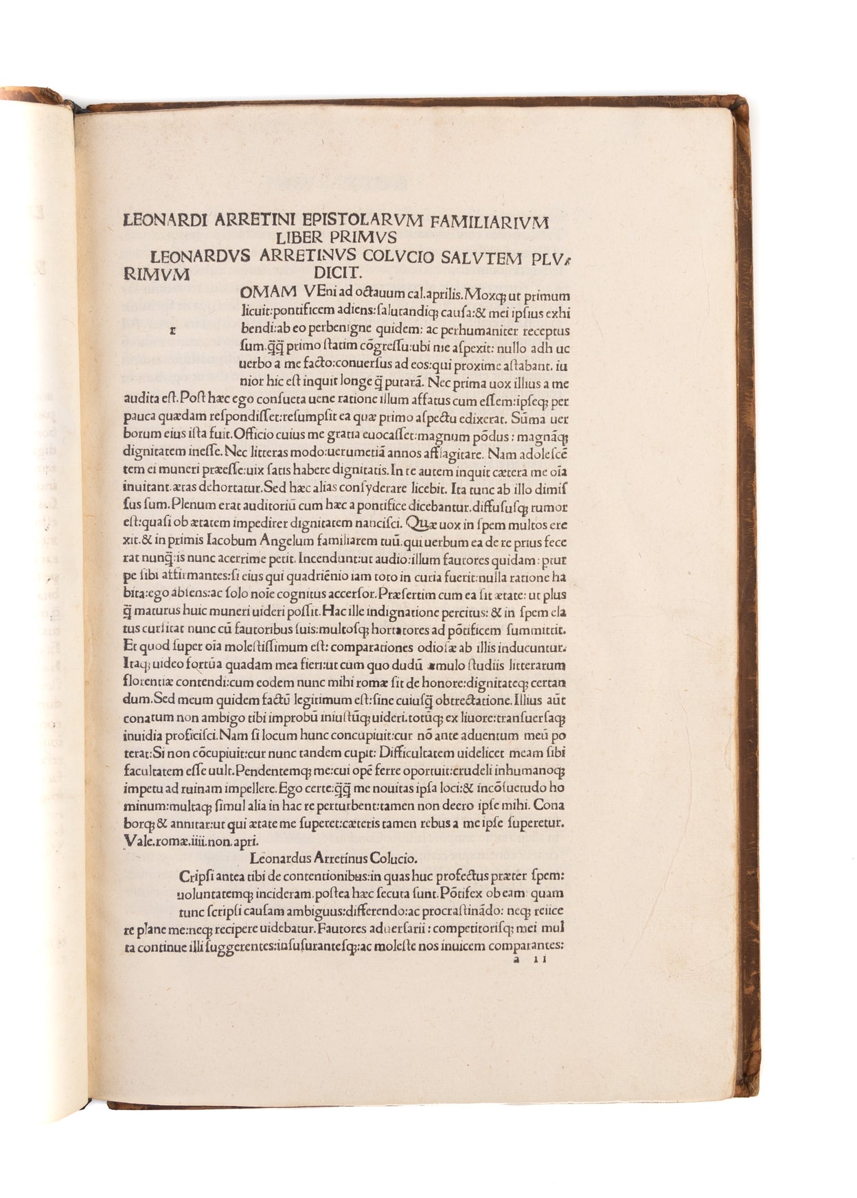 Epistolarum Familiarium Libri VIII. (Ed. Antonius Moretus and Hieronymus Squarzaficus).
Venice, Damianus de Mediolano, de Gorgonzola, Petrus de Quarengiis, Bergomensis, 15 June 1495.