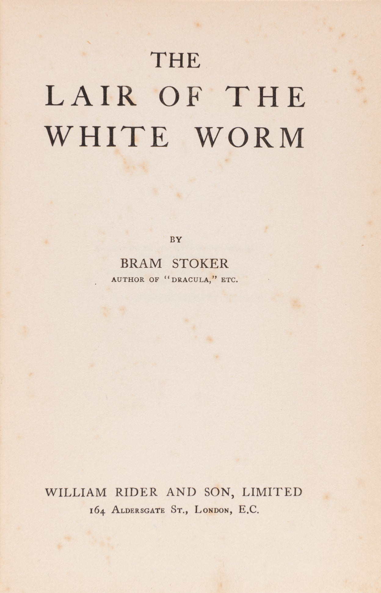 The Lair of the White Worm.