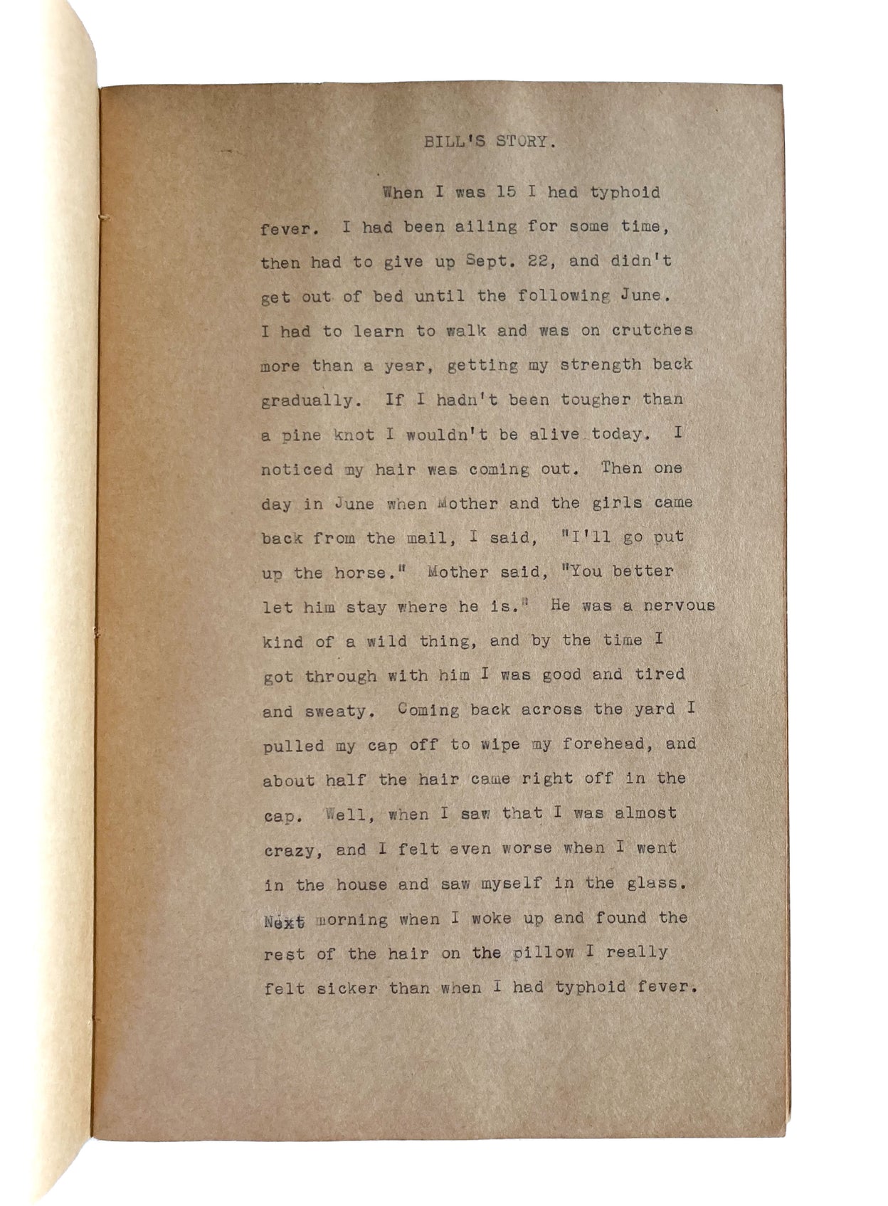 The Story of Bill Hylan's Threatened Baldness as told by Bill and Set Down by His Grateful Customer Lester Adams.