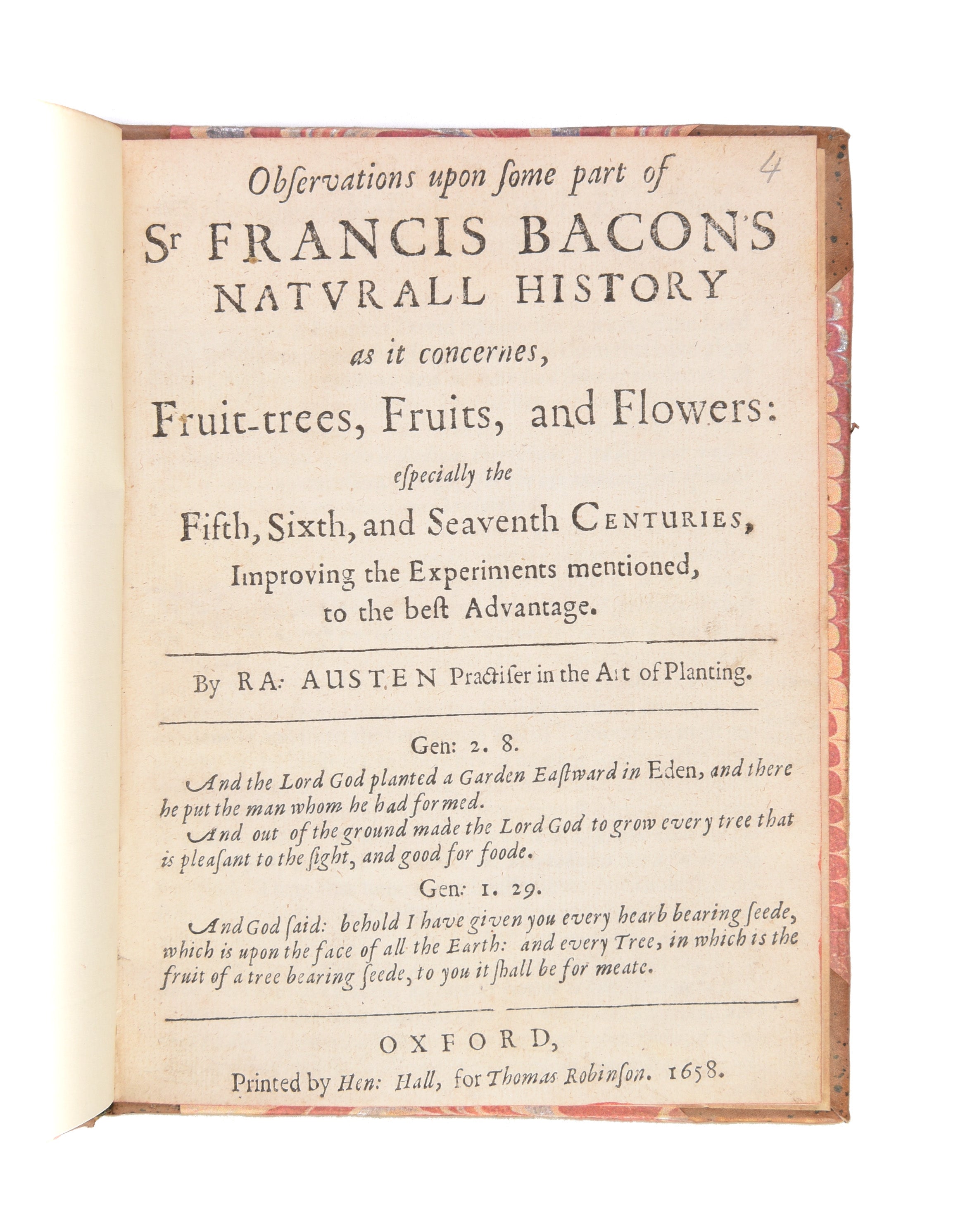 Observations upon some part of Sr Francis Bacon's Natural History as it concernes, Fruit-trees, Fruits, and Flowers: