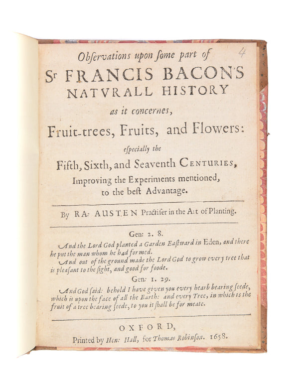 Observations upon some part of Sr Francis Bacon's Natural History as it concernes, Fruit-trees, Fruits, and Flowers: