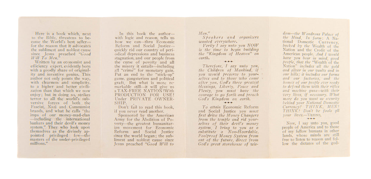 Vezino's Non-Hoardable Foolproof Monetary System.