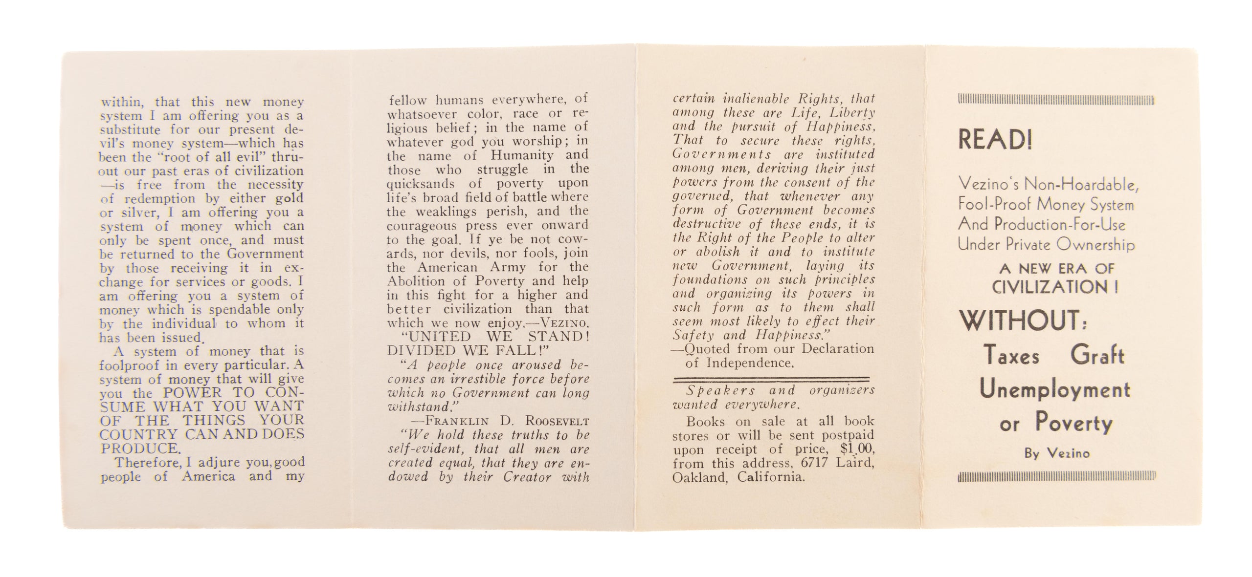 Vezino's Non-Hoardable Foolproof Monetary System.