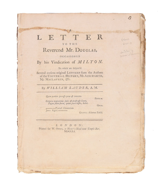 A Letter to the Reverend Mr. Douglas,