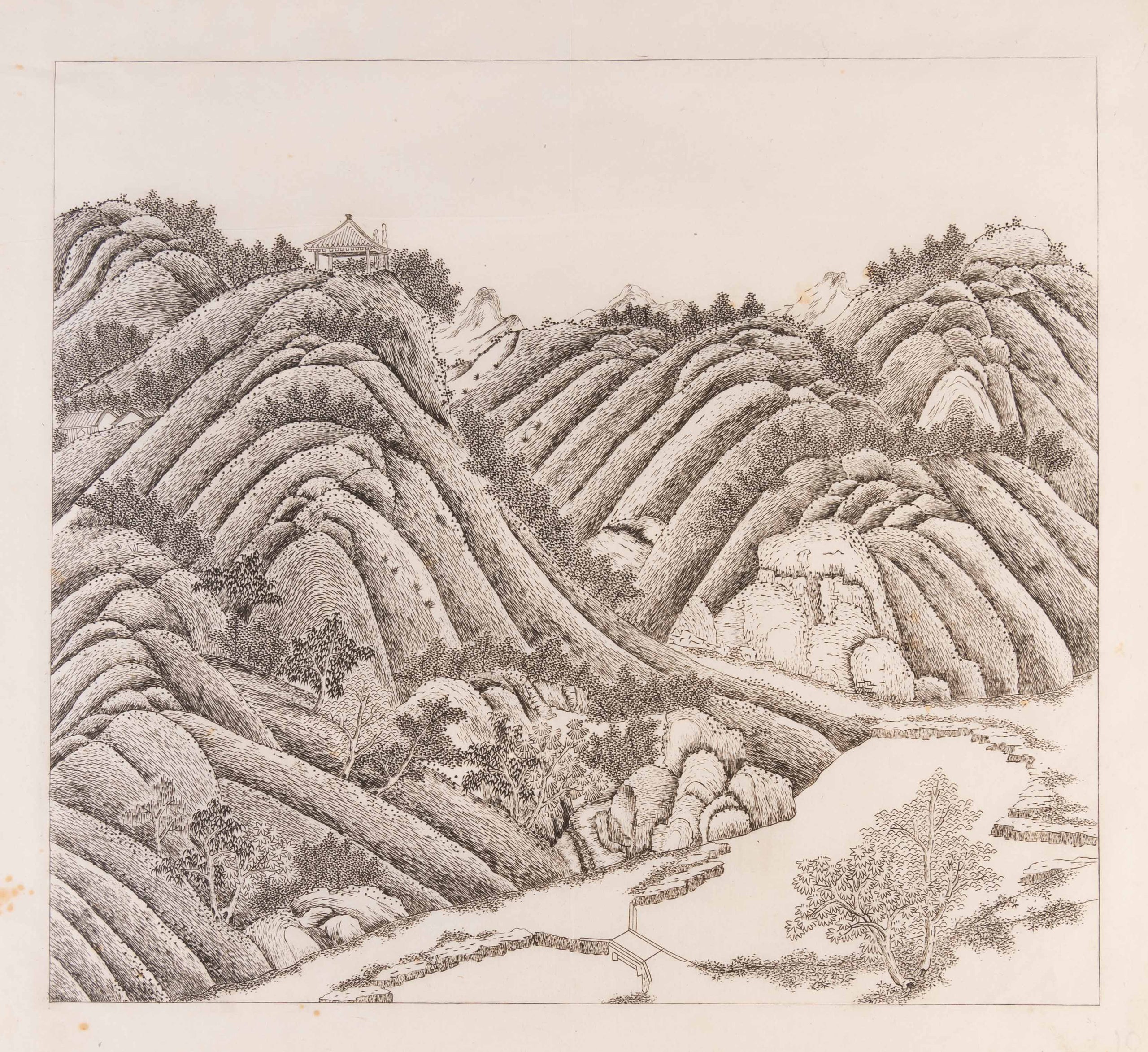 Beizhen shuangfeng (Nestled in the North between a Pair of Peaks) from the Bishu Shanzhuang series.