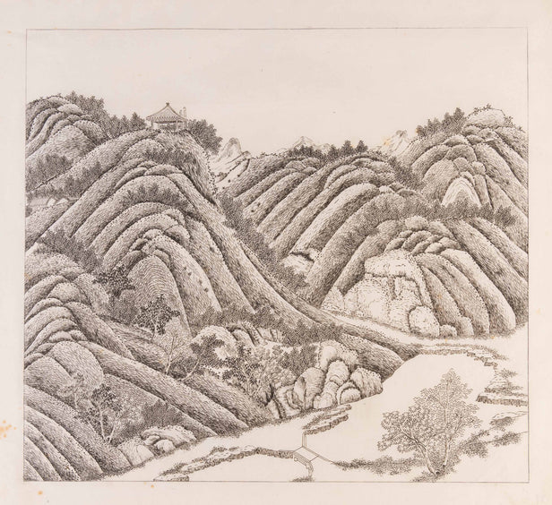 Beizhen shuangfeng (Nestled in the North between a Pair of Peaks) from the Bishu Shanzhuang series.