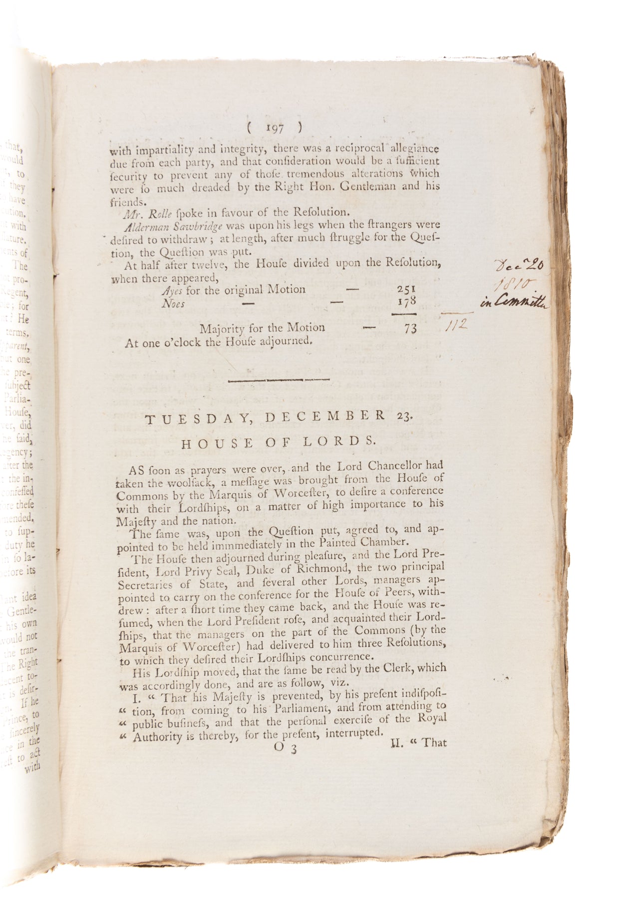 An Impartial Report of all the Proceedings in Parliament, on the late important subject of a Regency.