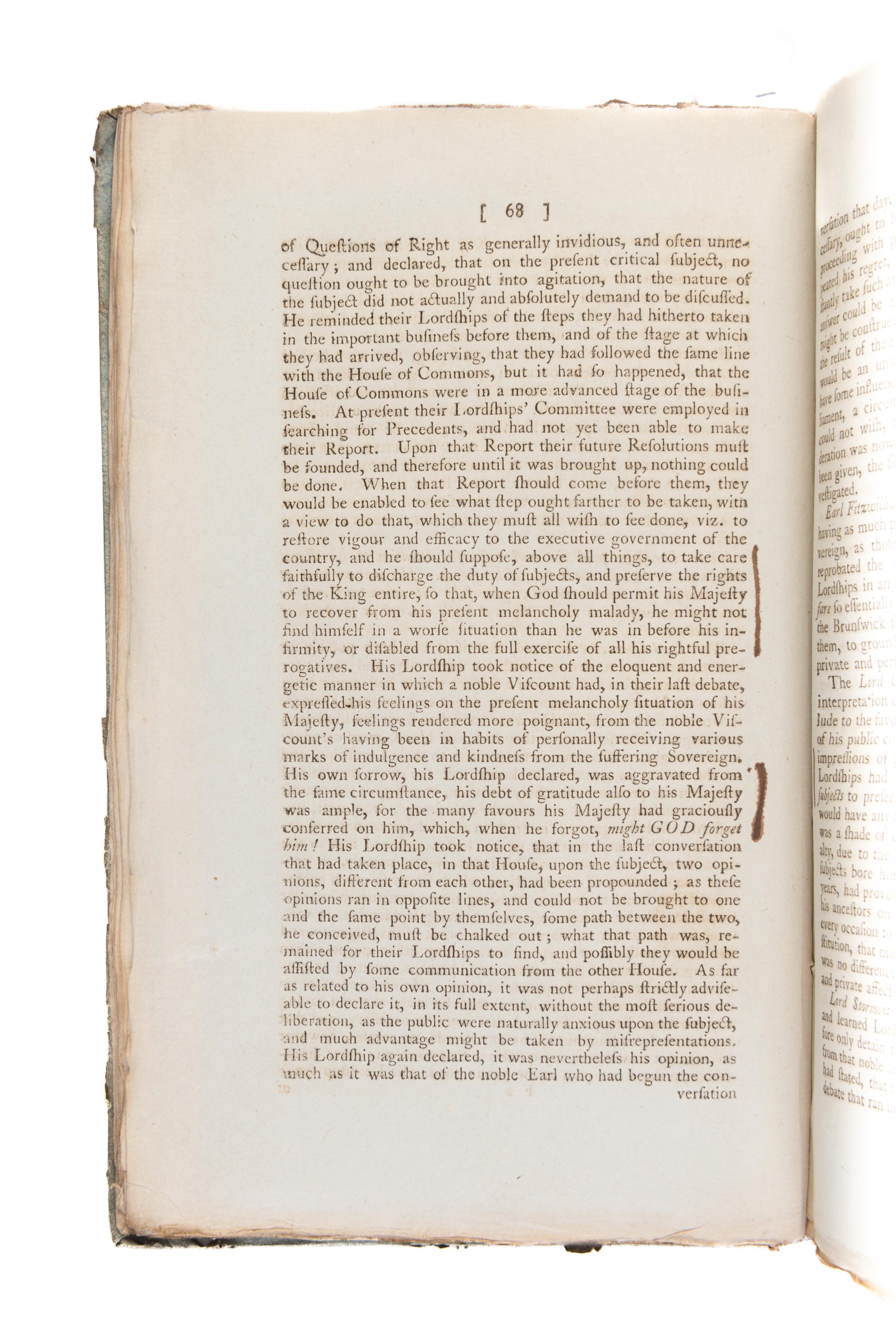 An Impartial Report of all the Proceedings in Parliament, on the late important subject of a Regency.