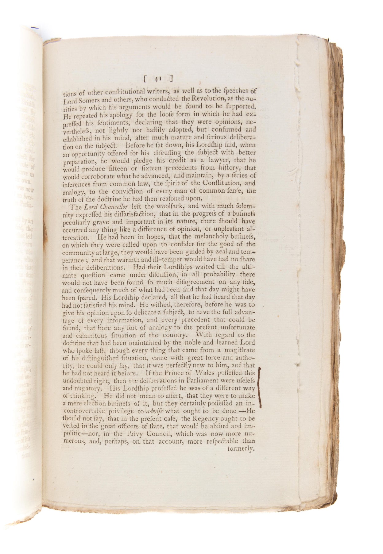 An Impartial Report of all the Proceedings in Parliament, on the late important subject of a Regency.