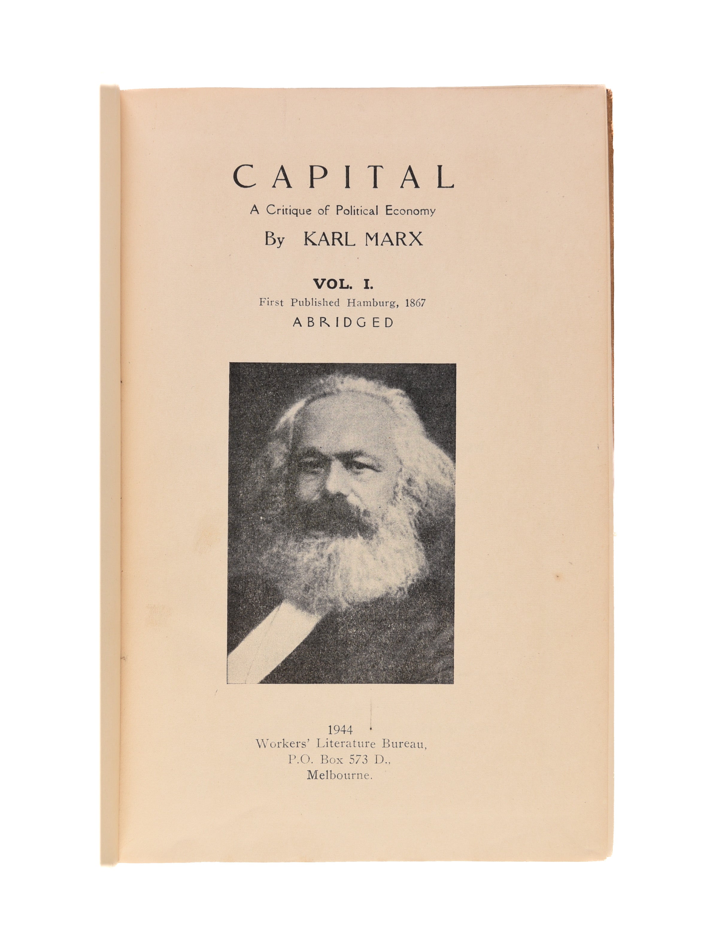 Capital. A Critique of Political Economy. Vol. I. Abridged.