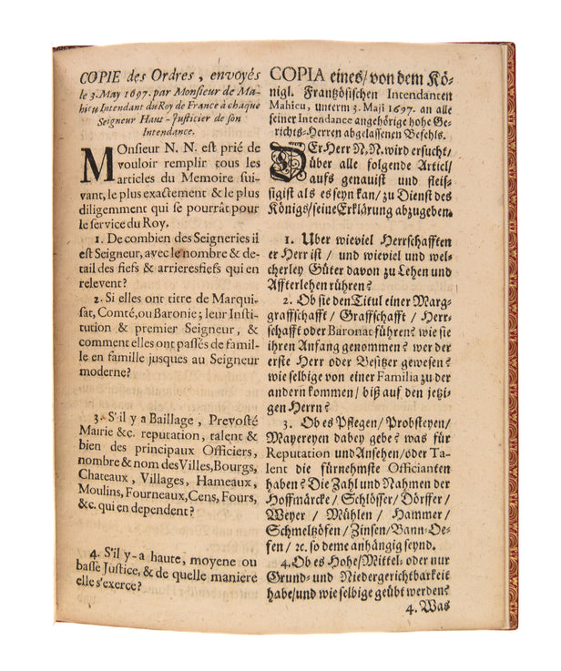 Echantillon de l'Oeconomie raffinée
[N.p., 3 May, 1697].