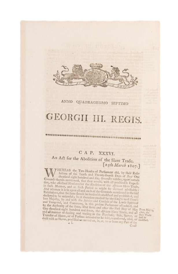 An Act for the Abolition of the Slave Trade.