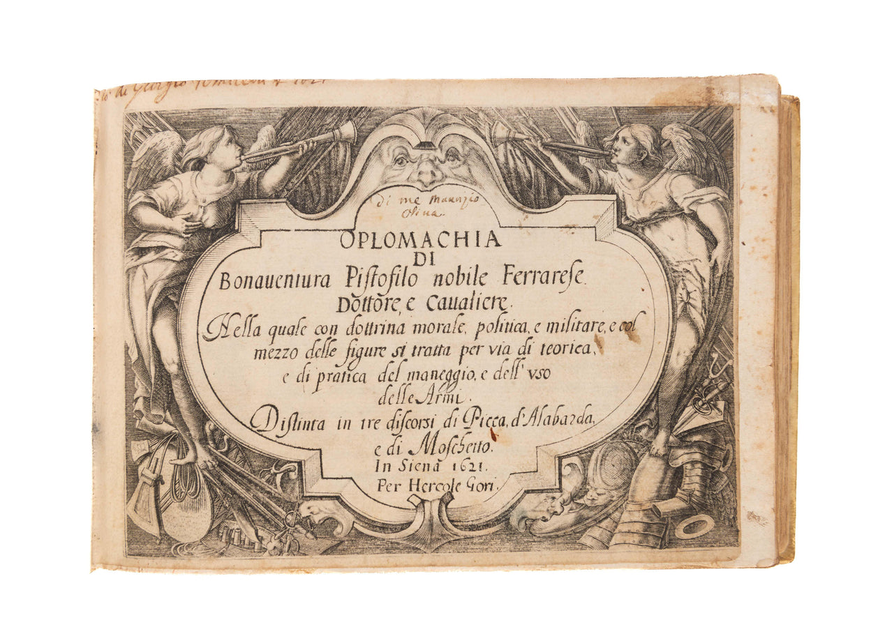 Oplomachia di Bonaventura Pistofilo.
Siena: Hercole Gori, 1621