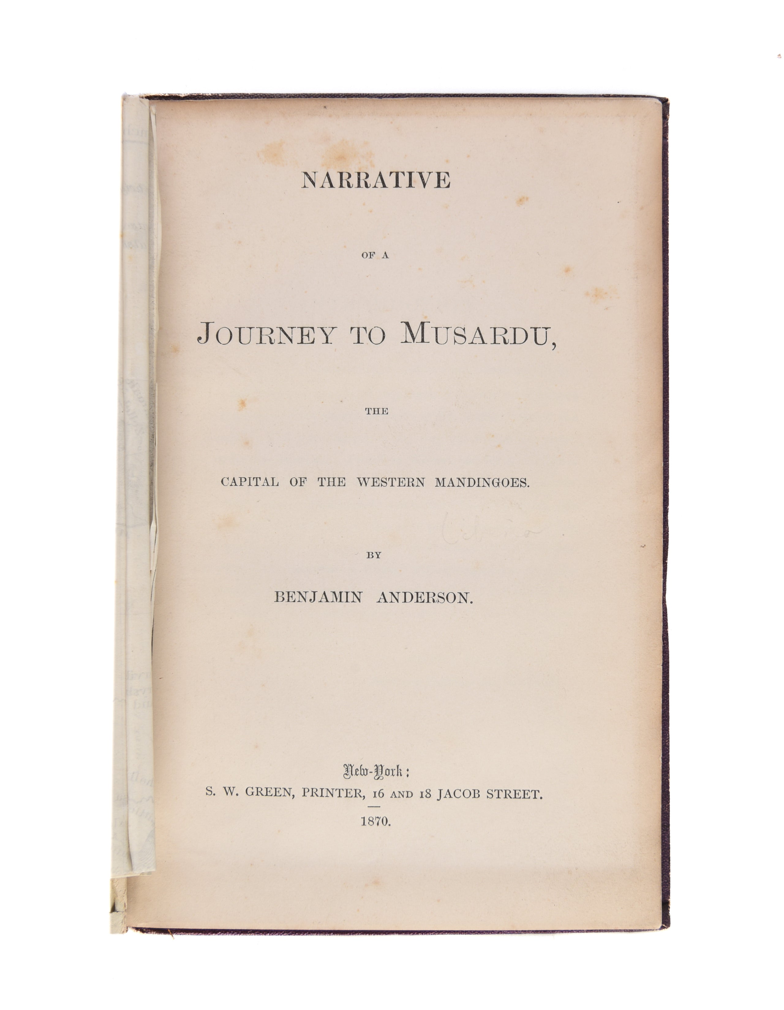 Narrative of a Journey to Musardu, to the Capital of the Western Mandigoes.