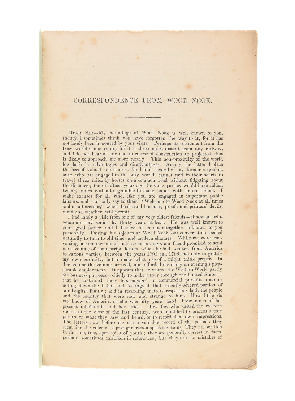 Correspondence from Wood Nook