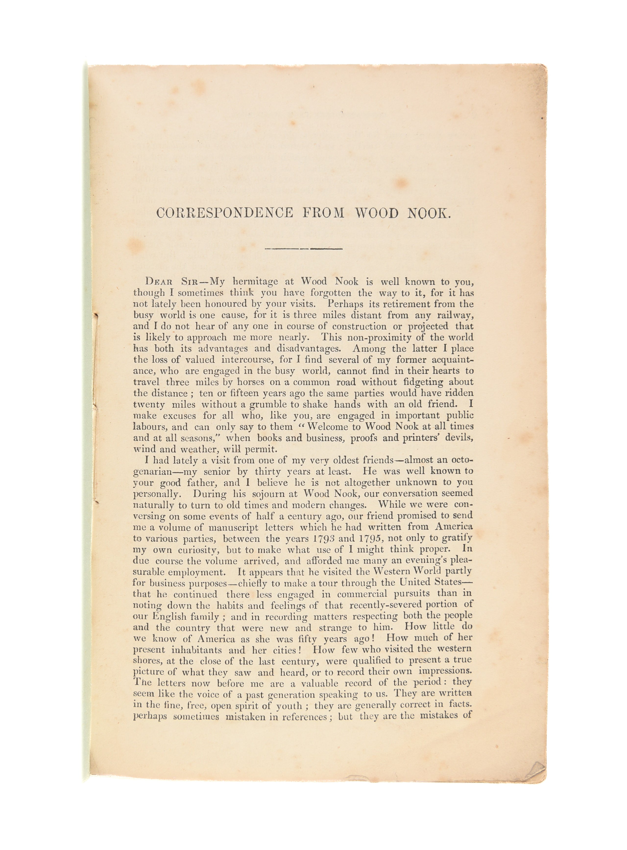 Correspondence from Wood Nook