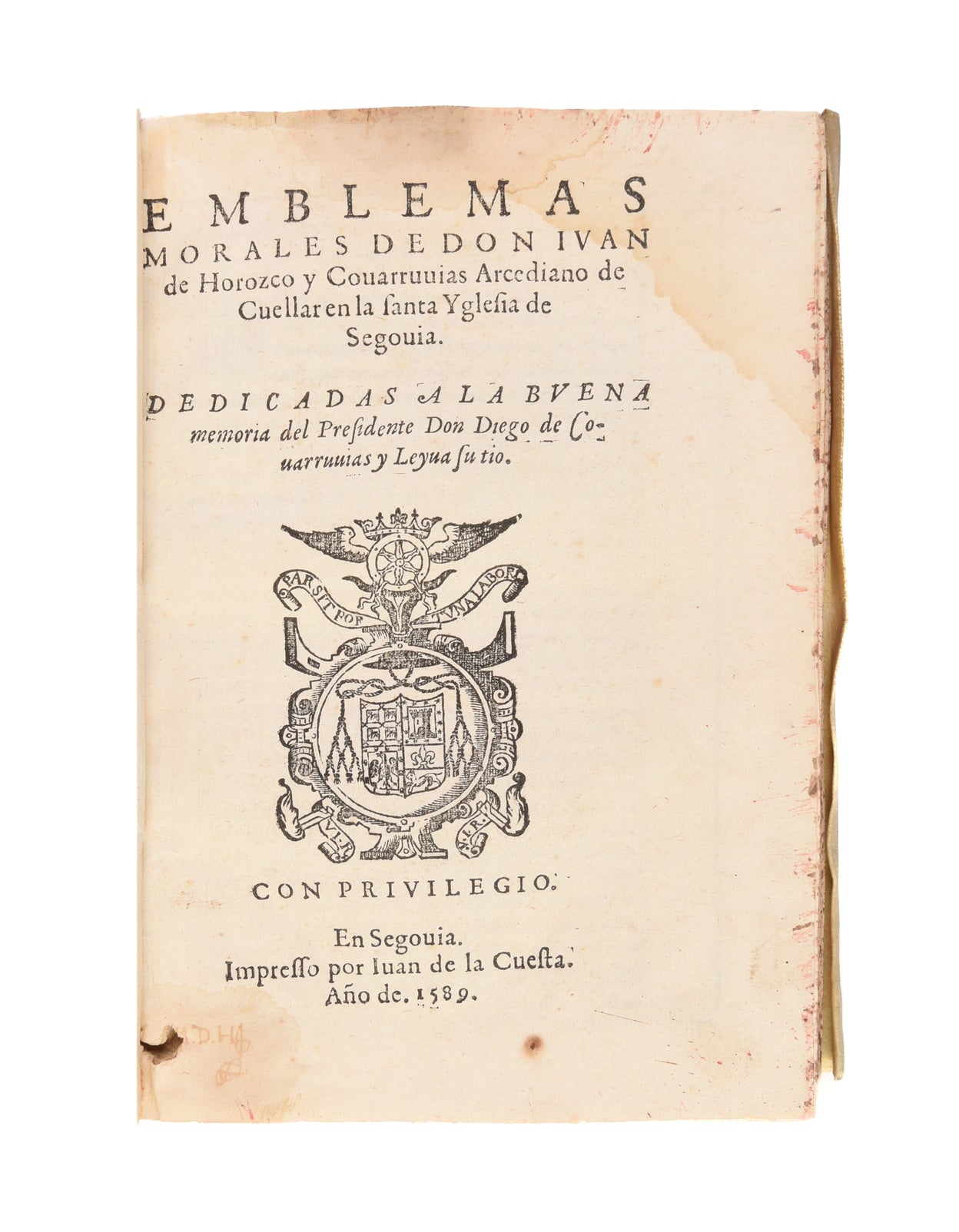 Emblemas Morales.
Segovia, Juan de la Cuesta,