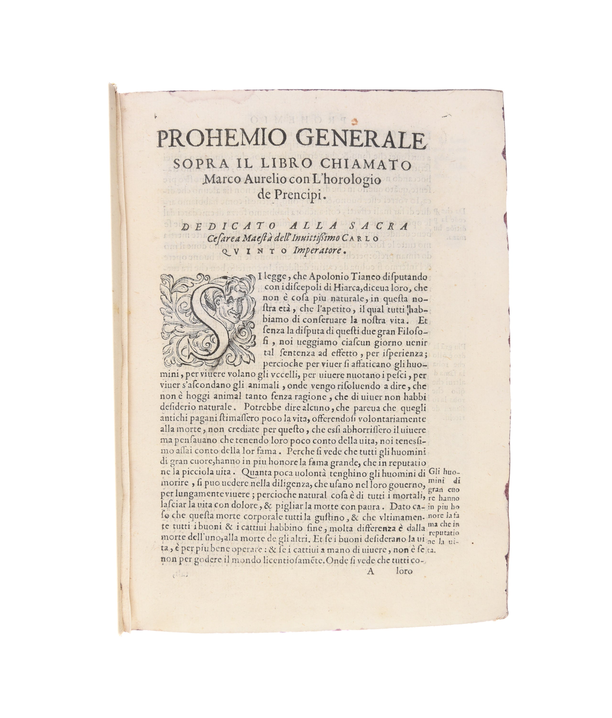 Libro di Marco Aurelio con l'horologio de' prencipi