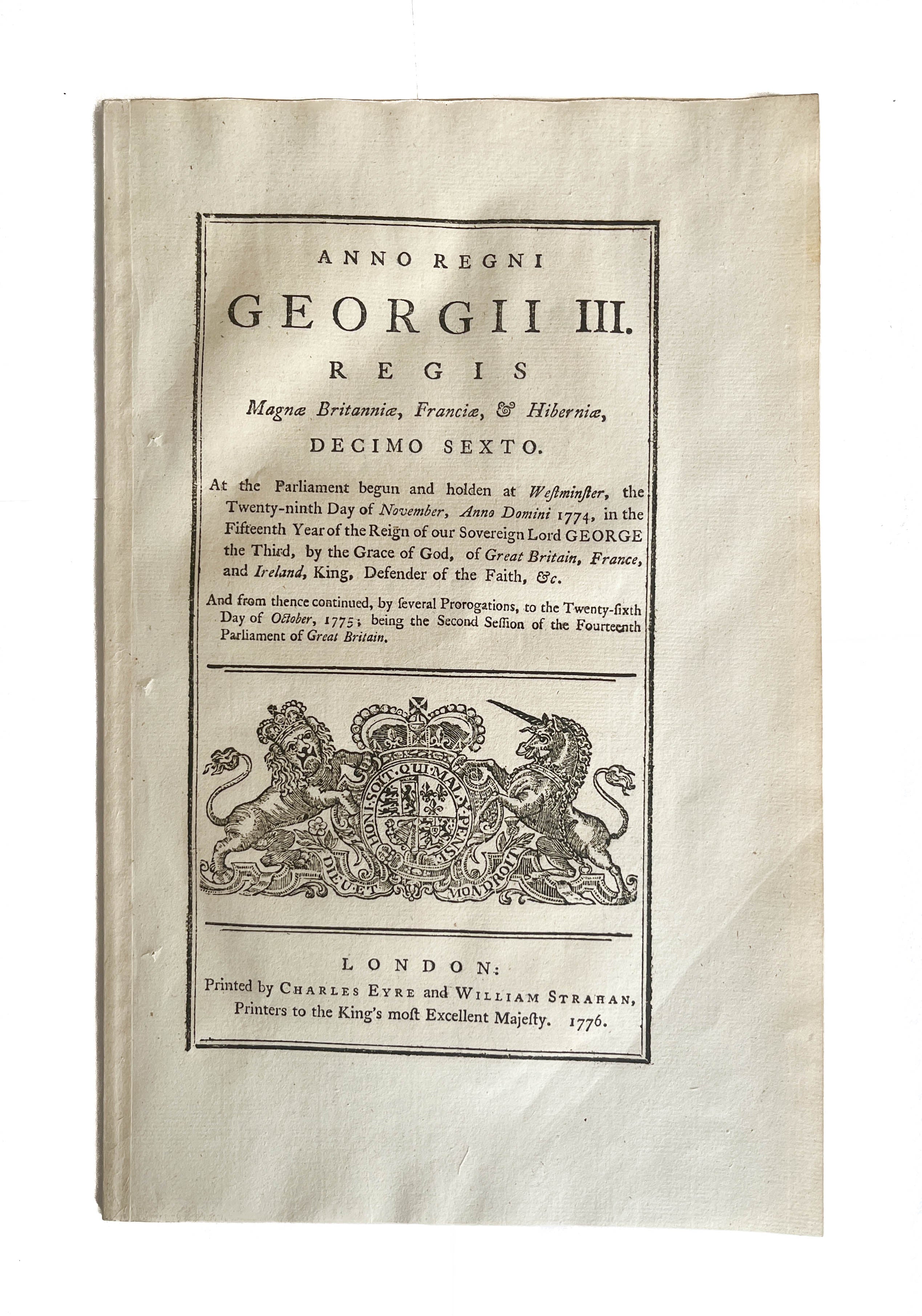 An Act to prohibit all Trade and Intercourse with the Colonies of New Hampshire, Massachuset's Bay, Rhode Island, Connecticut, New York, New Jersey, Pennsylvania, the Three Lower Counties on Delaware, Maryland, Virginia, North Carolina, South Carolina and