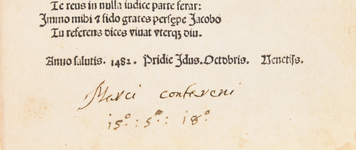 Poetica astronomica. (Edited by Jacobus Sentinus and Johannes Lucilius Santritter).
Venice, Erhard Ratdolt, 14 October 1482.